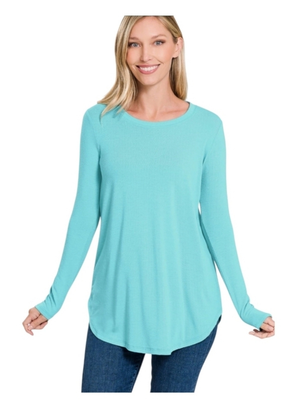 Lush Turquoise pullover w/ tulip sides S